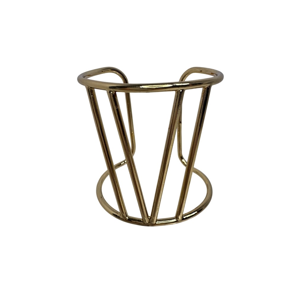 Gold Tone Geometric Cage Cuff‎ Bracelet Architectural Open Back Statement Y2K